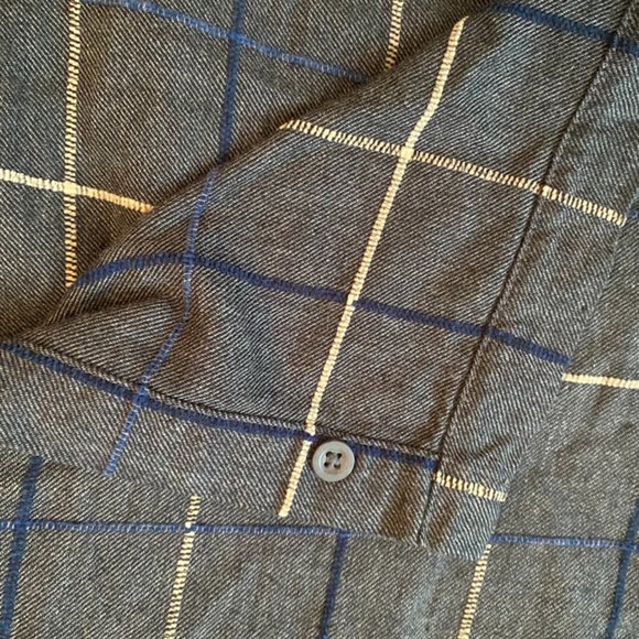 CHAPS Ralph Lauren Grey Flannel Shirt with Yellow & Blue Stripe - Picture 3 of 6